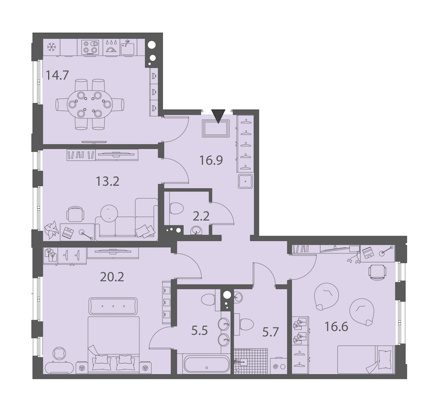 3-комнатная квартира 95 м², 4/10 эт., ЖК «DOMINO Premium»
